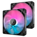 Ventilador Corsair Icue Link Lx140-R Para Gabinete/2X140Mm/Rgb/2000Rpm/Magnetico/Negro/Co-9051052-Ww