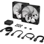 Ventilador Corsair Icue Link Lx140-R Para Gabinete/2X140Mm/Rgb/2000Rpm/Magnetico/Negro/Co-9051052-Ww