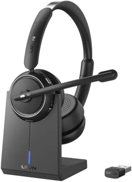 Bluetooth Headset With 5 Microphones 40-Hour Active Noise Ca