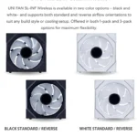 Ventilador Lian Li Fan Sl-Infinity Wireless 120 Reverse Blade/3X120Mm/Argb/2200Rpm/Aluminio/Policarbonato/Poliester Termoplastico/Negro/12Rslin1W3B