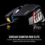 Mouse Inalambrico Gamer Corsair Scimitar Elite 33,000Dpi/RF Wireless/Bluetooth/USB-C/Negro-Amarillo/Ch-9314415-Ww
