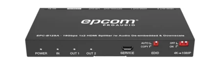 Splitter Hdmi Epcom Proaudio Epc-b12sa De 1x2/4k@60hz/extractor De Audio/down Scaler/hdr 4:4:4/edid/18gbps