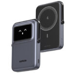 Power Bank Inalambrico Ugreen Serie Uno 45327 De 10000Mah/USB-C/Con Pantalla Inteligente/Gris-Negro